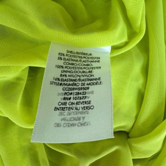 Alice + Olivia STEPH SCOOP NECK FRINGE DRESS in citron size 8 NWT - Picture 11 of 11